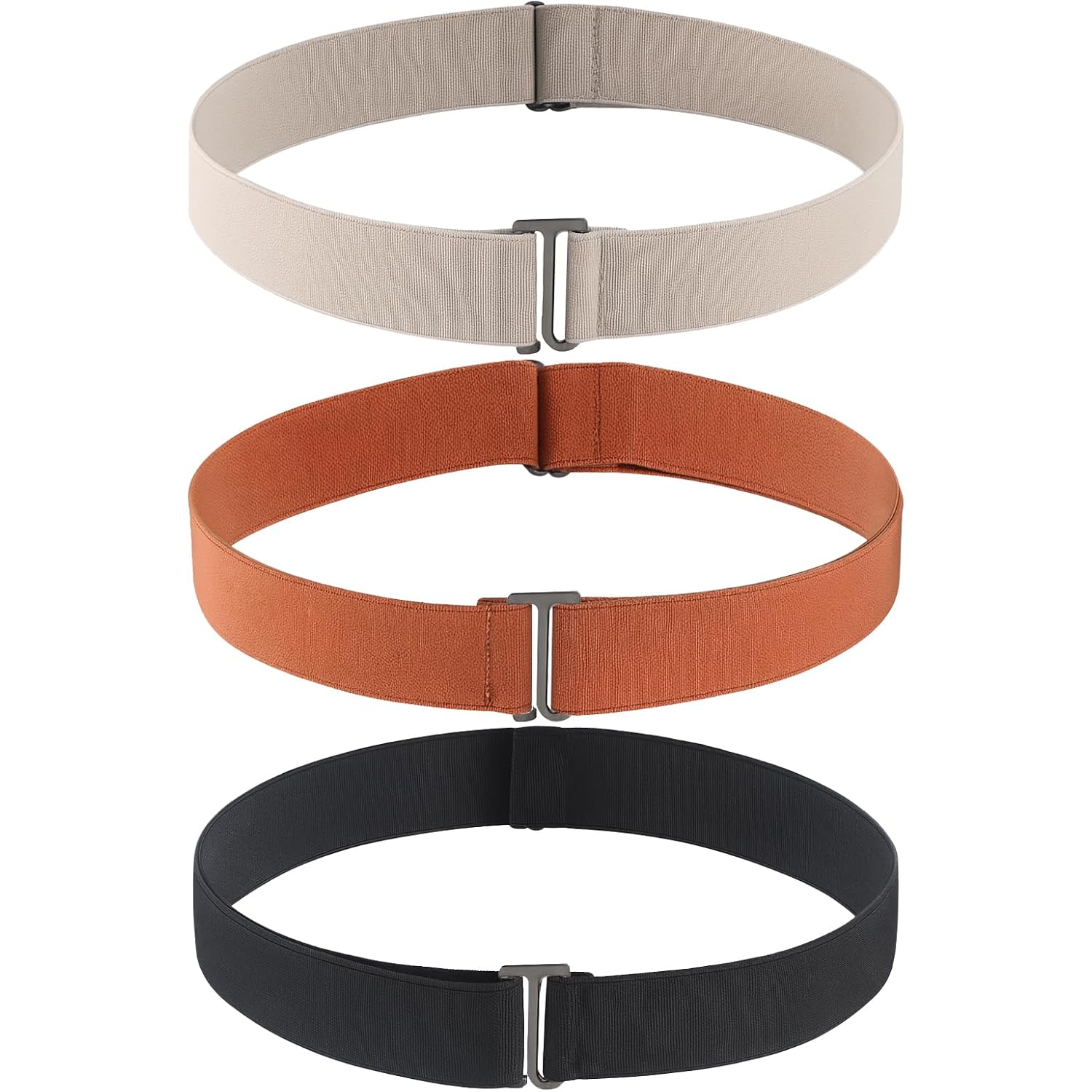 3 Pcs No Show Elastic Belts for Women, Adjustable Stretchy Belt