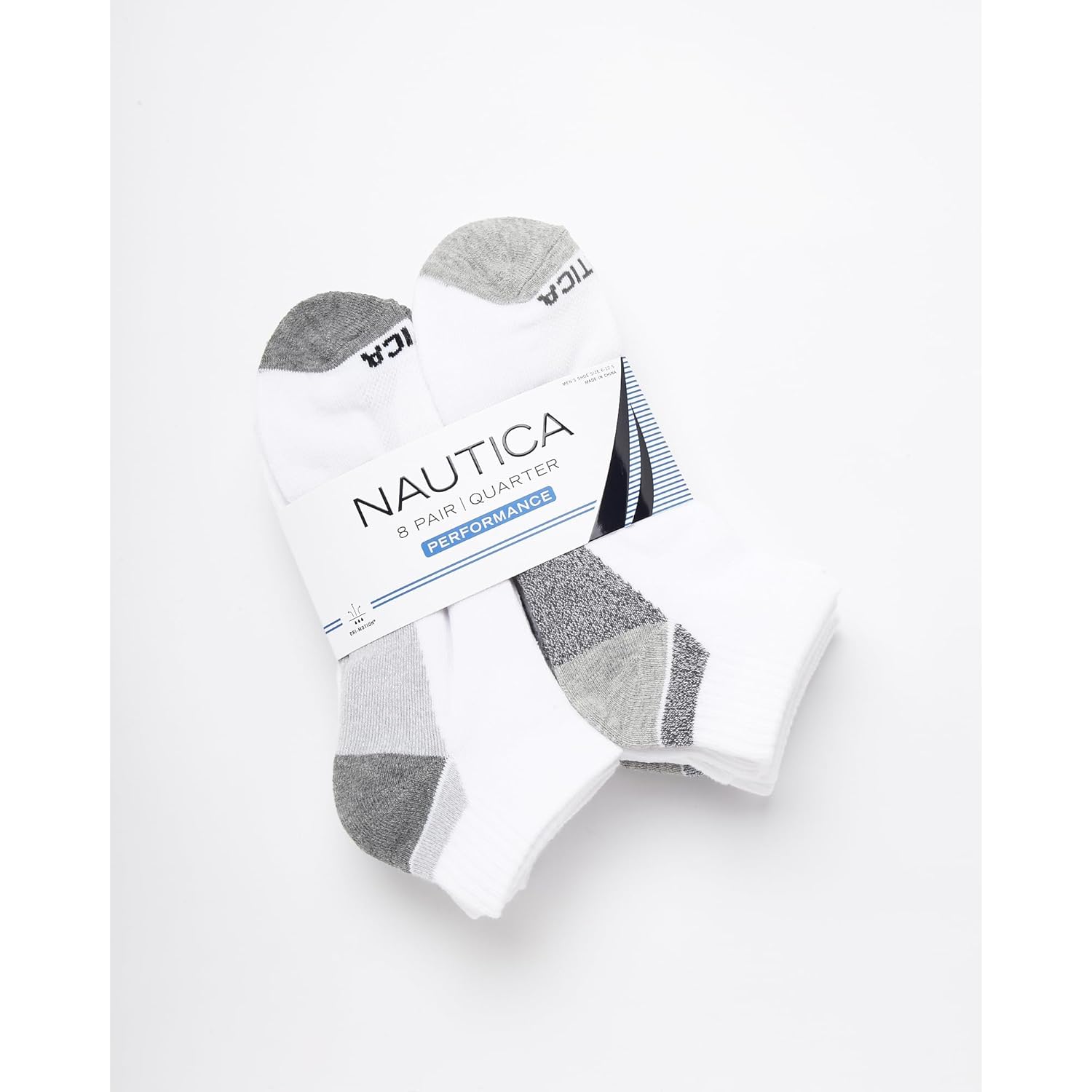 Nautica Mens Quarter Socks - 8 Pack Soft Cushioned Athletic Stretch Performance High Quarter Cut Ankle Socks For Men