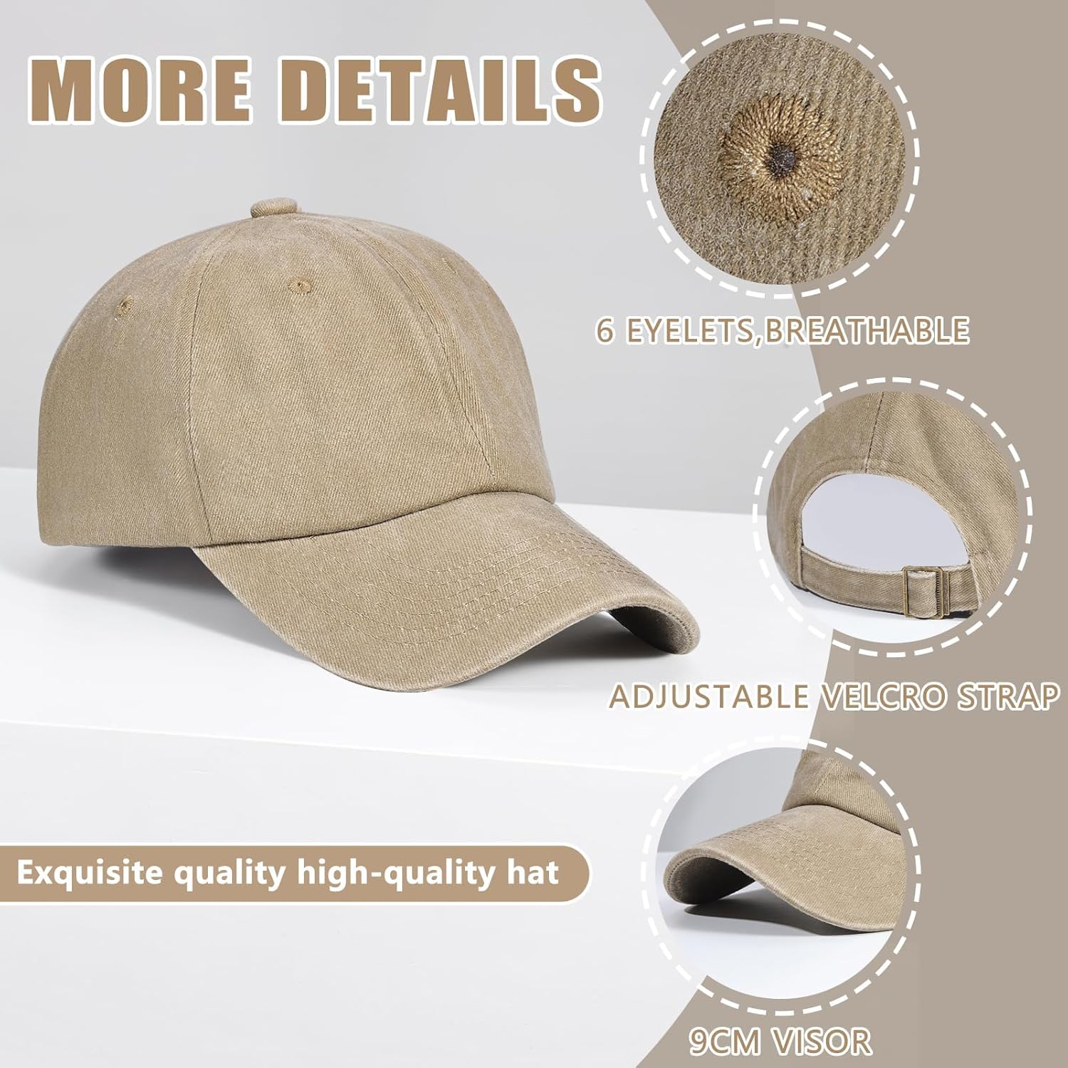 6Pack Unisex Vintage Washed Cotton Baseball Cap Soft Unconstructed Plain Blank Adjustable Size Dad Hat