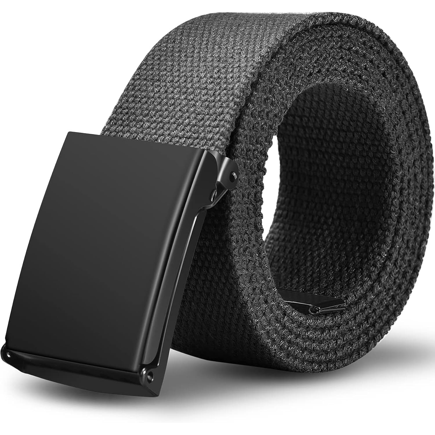 Lxmy Mens Belt,Work Belts For Men,Mens Holeless Adjustable Canvas Web Cloth Fabric Belts,Black Casual Dress Business Belt