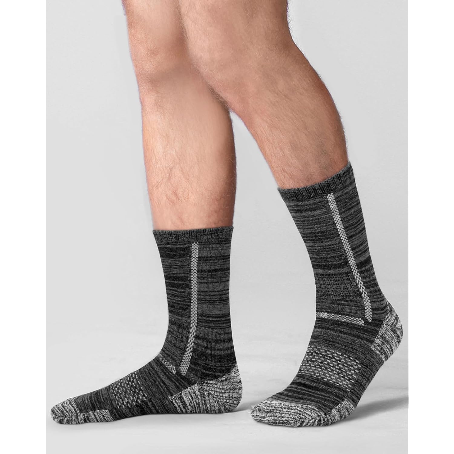 Men'S Cotton Crew Work Socks, 5 Pairs Cushioned Boot Moisture Athletic Socks For Hiking Sports Running