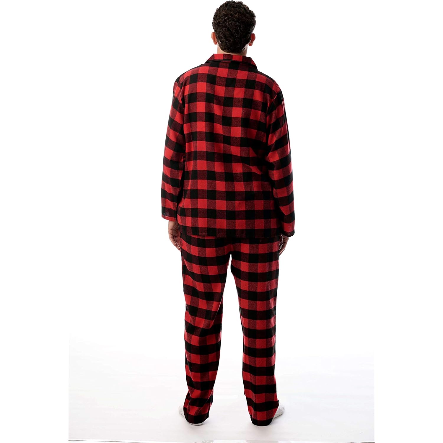 #Followme Men’S Plaid Button Front Flannel Pajamas Set - Long Sleeve Long Pant