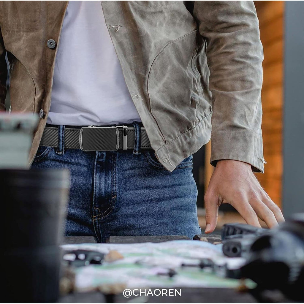 Chaoren Mens Belt Leather Ratchet Belt - Customizable Fit, Effortless Style (35Mm)