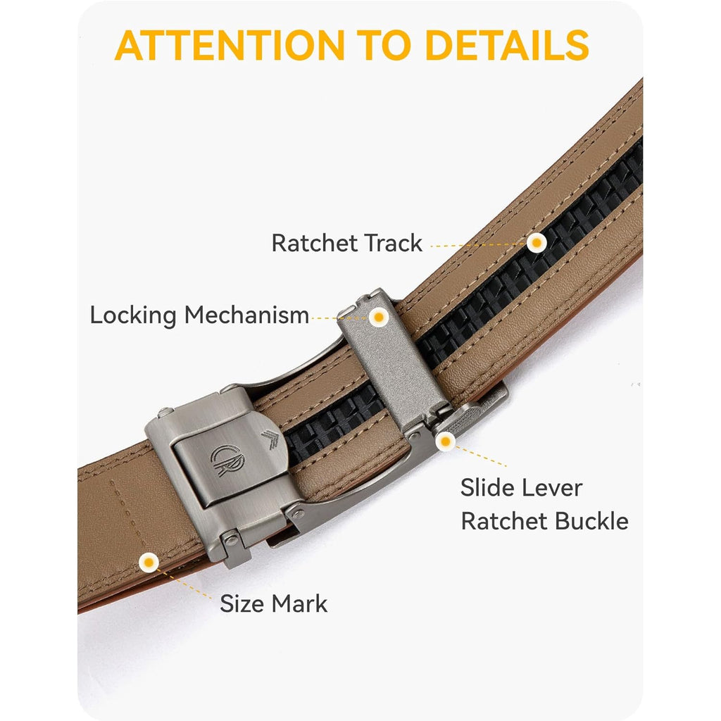 Chaoren Mens Belt - Mens Ratchet Belt Leather 1 3/8" For Dress Pant - Micro Adjustable Belt Fit Everywhere