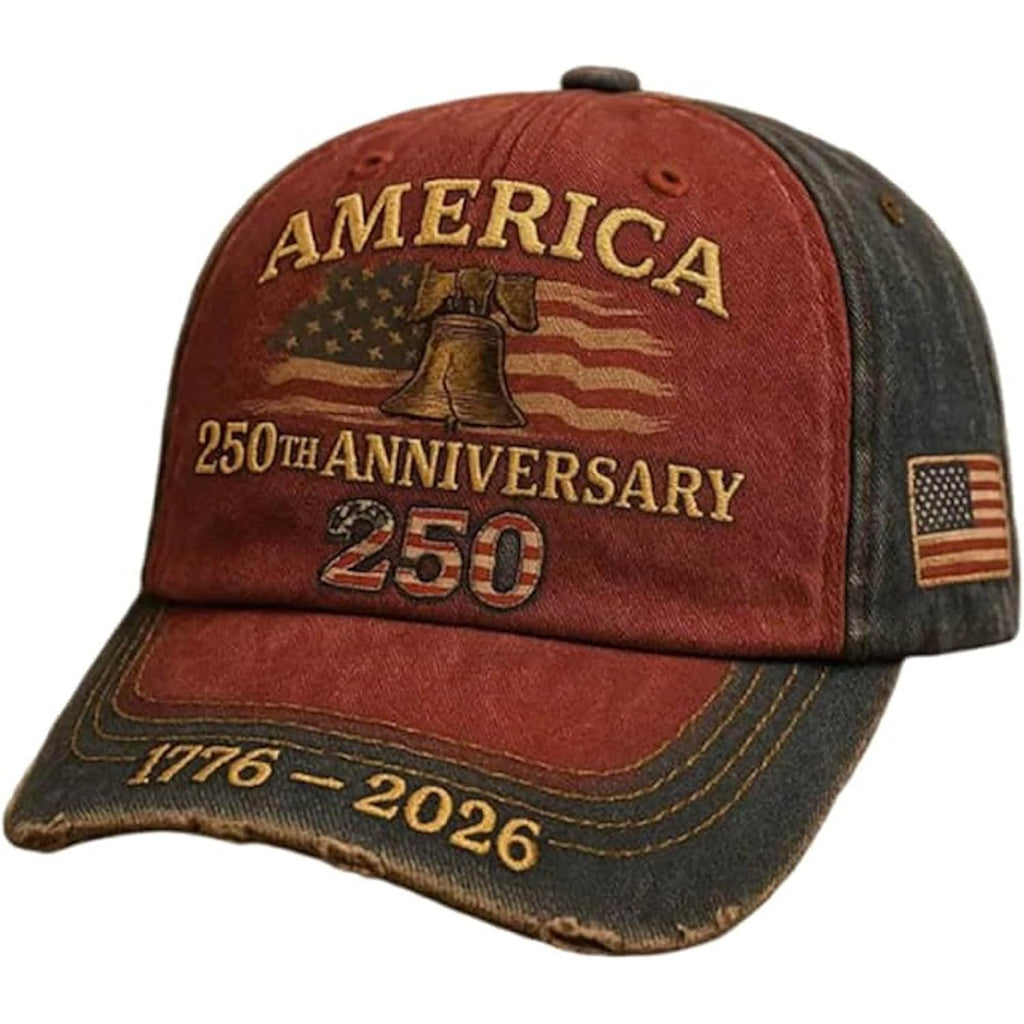 Usa 250Th Anniversary Hat, Adjustable 250Th Anniversary Printed Patriotic Baseball Caps, Tribute Retro Washed Hat
