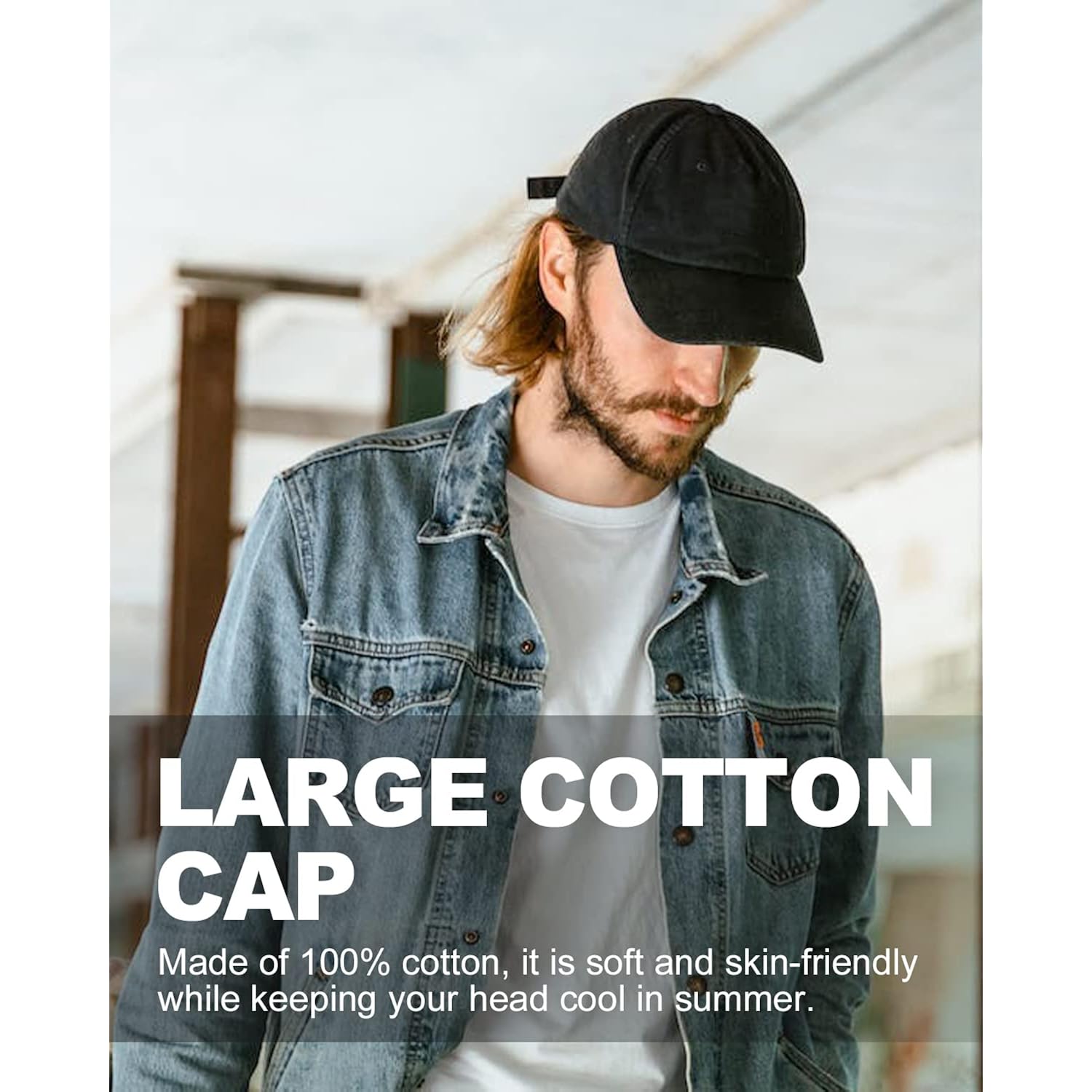 Zylioo Xl Xxl Oversize Baseball Cap, 100% Cotton Adjustable Dad Hat For Big Heads 23.5"-25.5", Soft Crown Large Size Cap