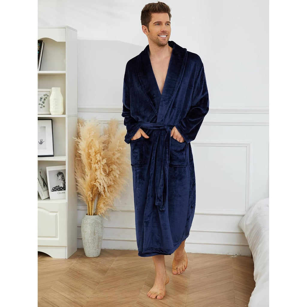 U2Skiin Mens Fleece Robe Plush Collar Shawl Bathrobe