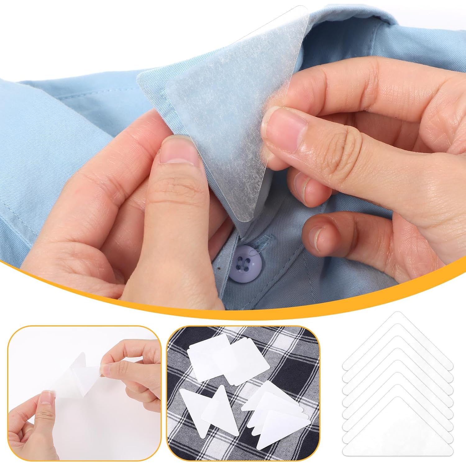 100 Pcs Collar Stays For Polo Shirts Collar Stays For Men'S Dress No Curls Collars Plastic Support Rack Sticker Triangles Collars Anti-Warping Edge Sticker For Shirt Women And Men