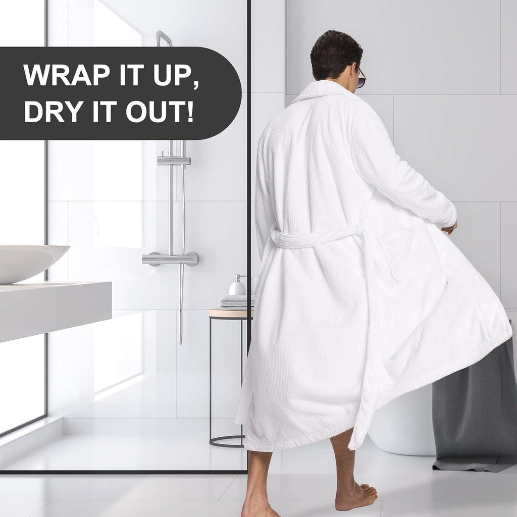 Men'S Shawl Collar Bathrobe, Soft Long Towel Robe For Men - Super Absorbent Quick Dry Yet Warm