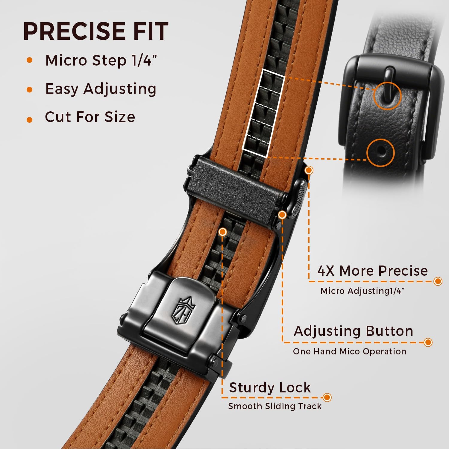 Zitahli Belt Men,Leather Ratchet Belt For Men Dress Casual Every Day With Adjustable Buckle,Trim To Fit For Gift