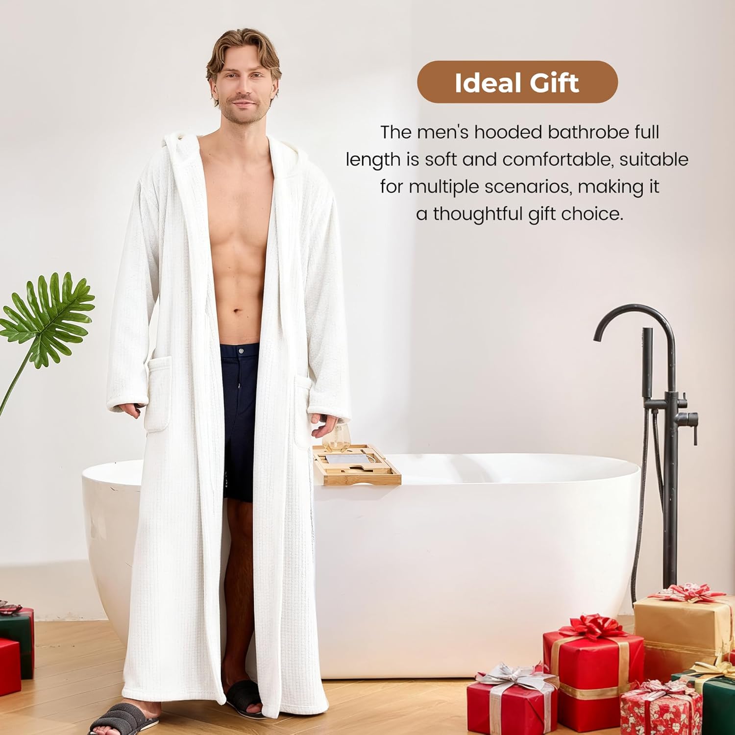 Bathrobes For Men Full Length - Soft Absorbent Long Towel Robes With Hood (Available For Big And Tall)