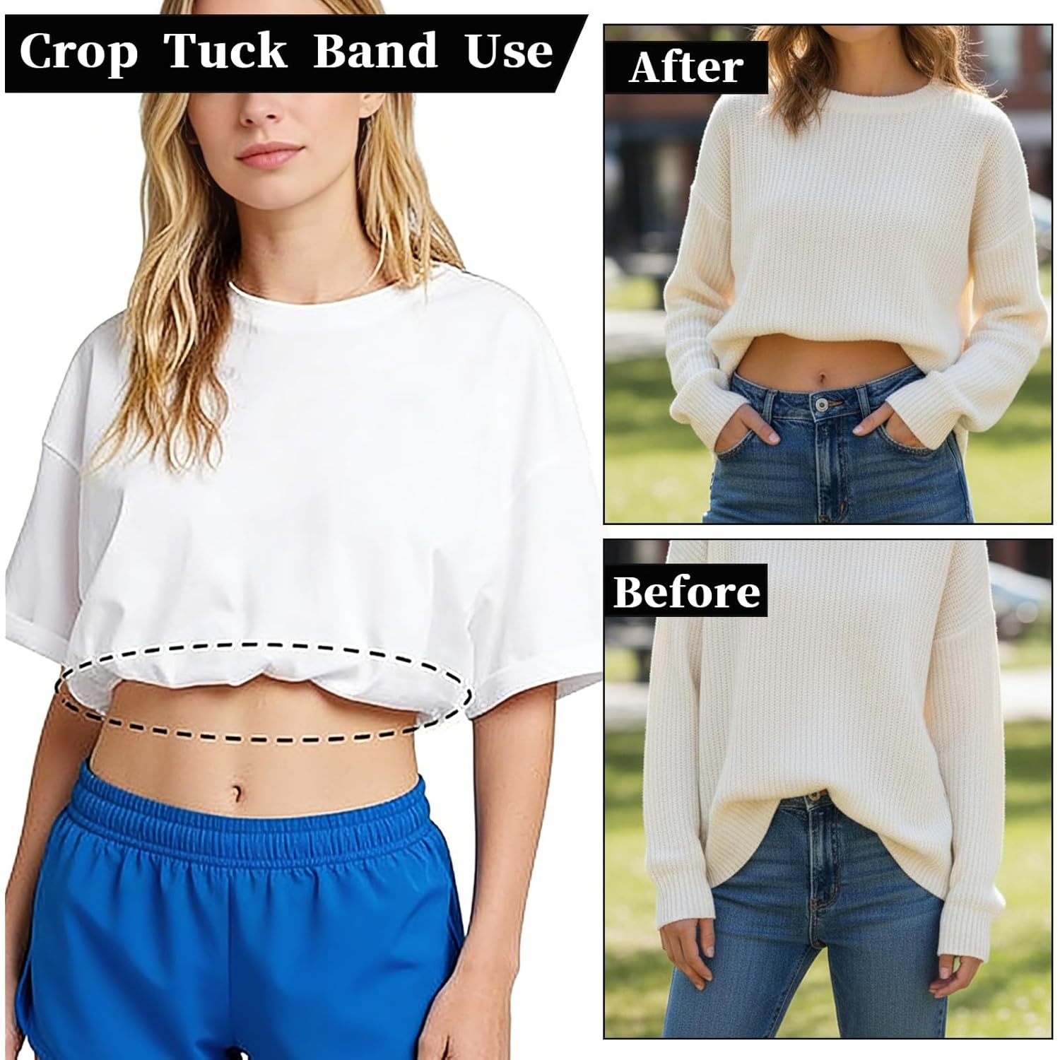 3 Pcs No Show Elastic Belts for Women, Adjustable Stretchy Belt