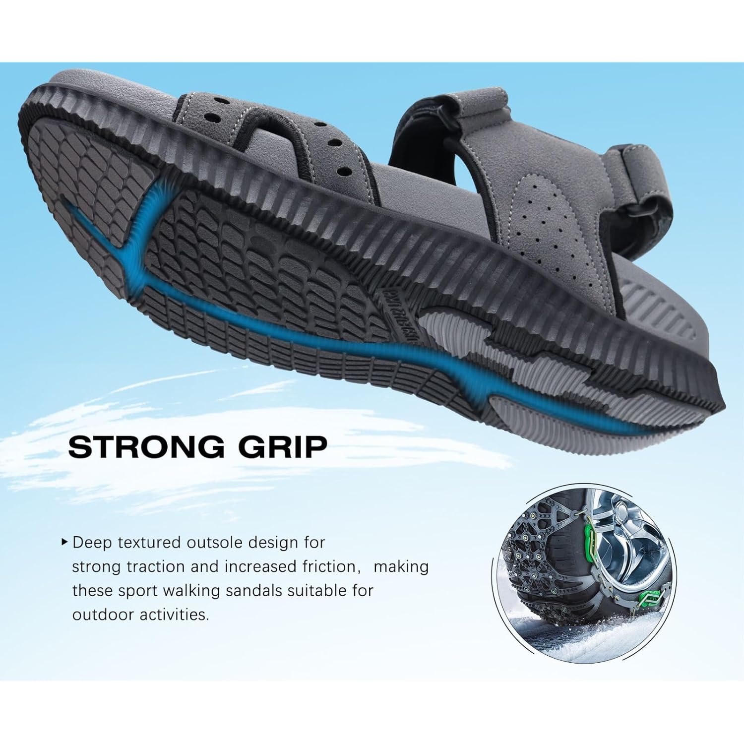 Kuailu Mens Hiking Sandals With Arch Support Sport Recovery Athletic Walking Sandals For Man Outdoor Summer Casual Thick Cushion Beach Water Fisherman Sandal Size 7-15