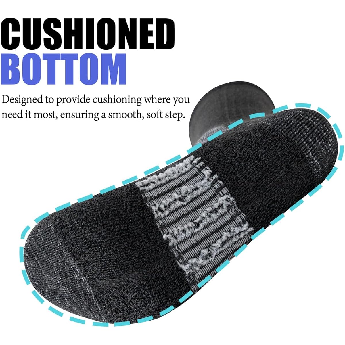 Joynée 5/10 Pairs Mens Lightweight Athletic Crew Cushioned Breathable Work High Calf Long Boot Socks