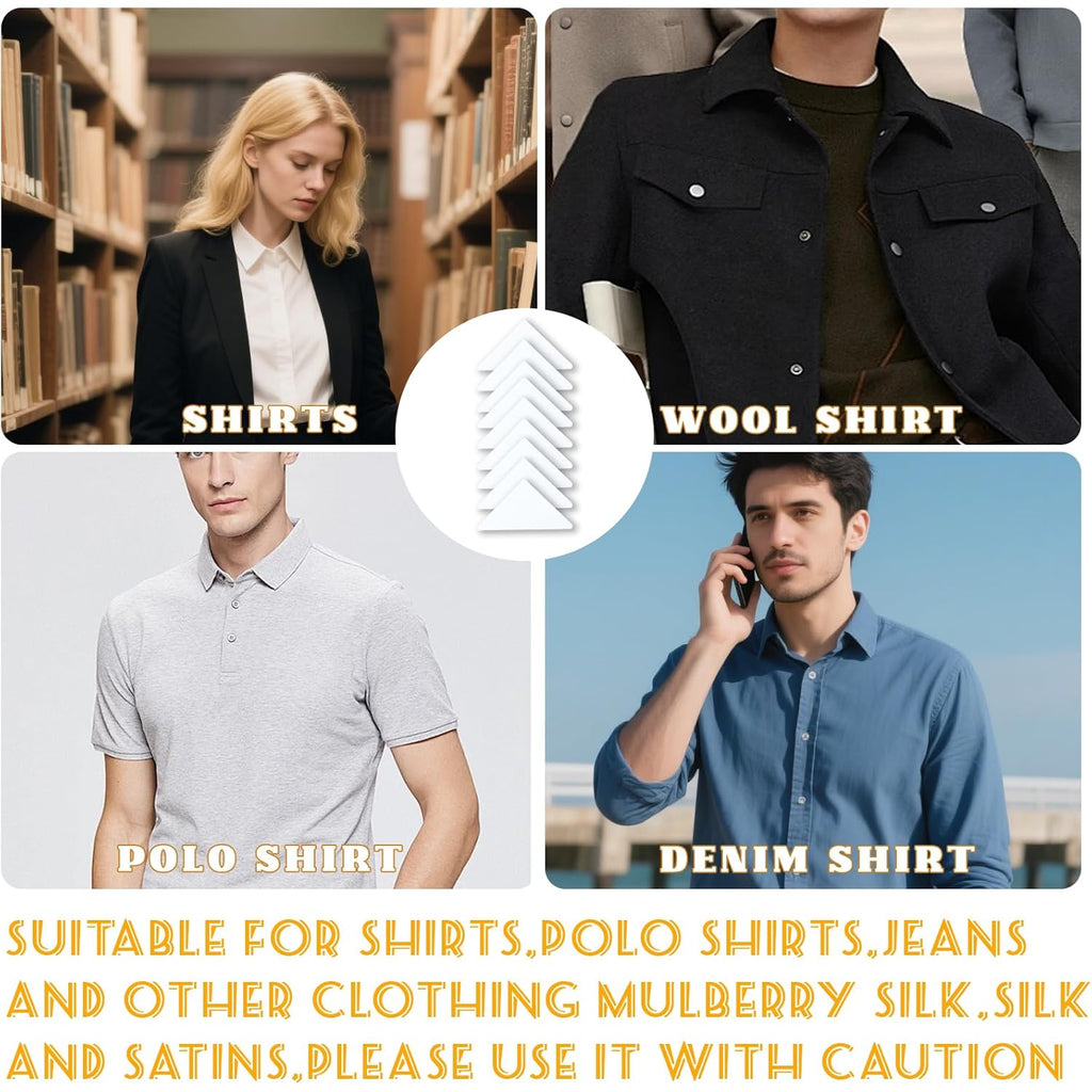 100 Pcs Collar Stays For Polo Shirts Collar Stays For Men'S Dress Shirts No Curl Polo Shirt Collar Stay Anti-Warping Edge Collar Stay Sticker Collar Support For Women And Men Any Shirt With Collar