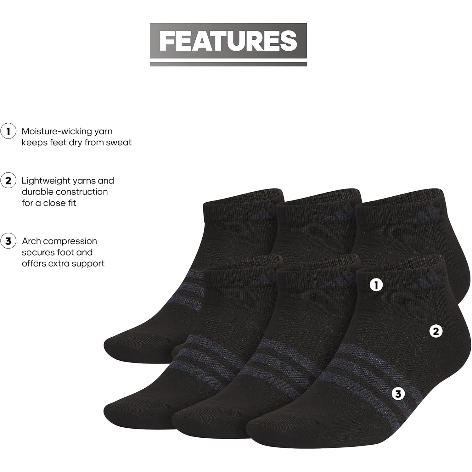 Superlite 3.0 Low Cut Socks Lightweight Breathable With Targeted Padding And Arch Compression (6-Pair)