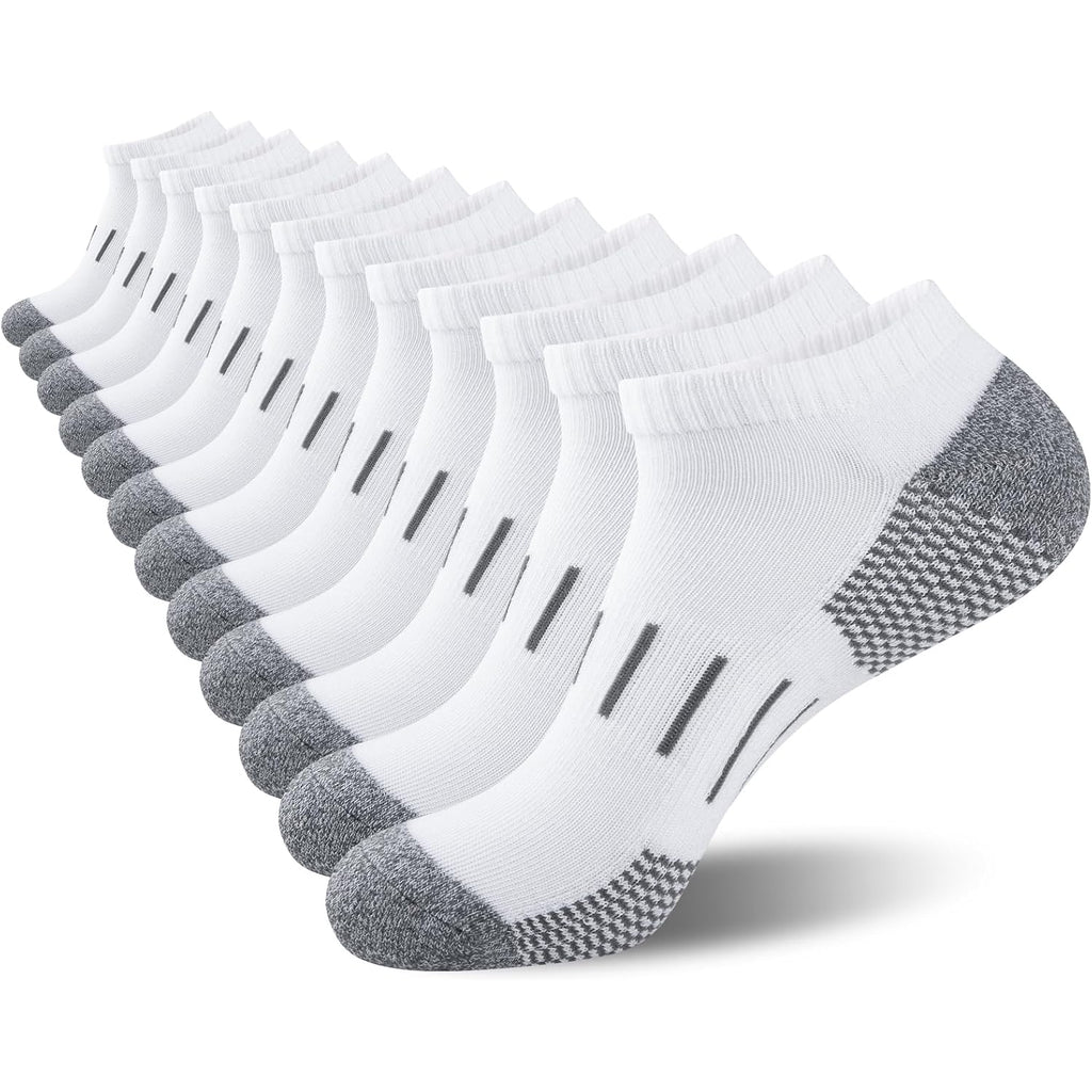 Heatuff Mens Athletic Ankle Socks Moisture Wicking Cushion Running Low Cut Sock 6 Pack