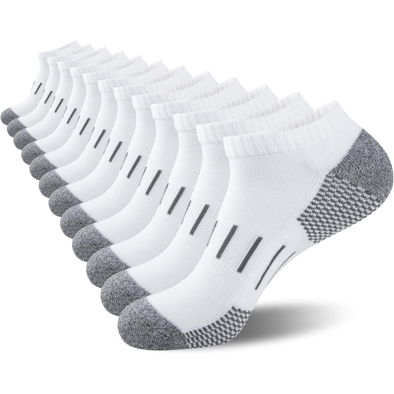 Heatuff Mens Athletic Ankle Socks Moisture Wicking Cushion Running Low Cut Sock 6 Pack