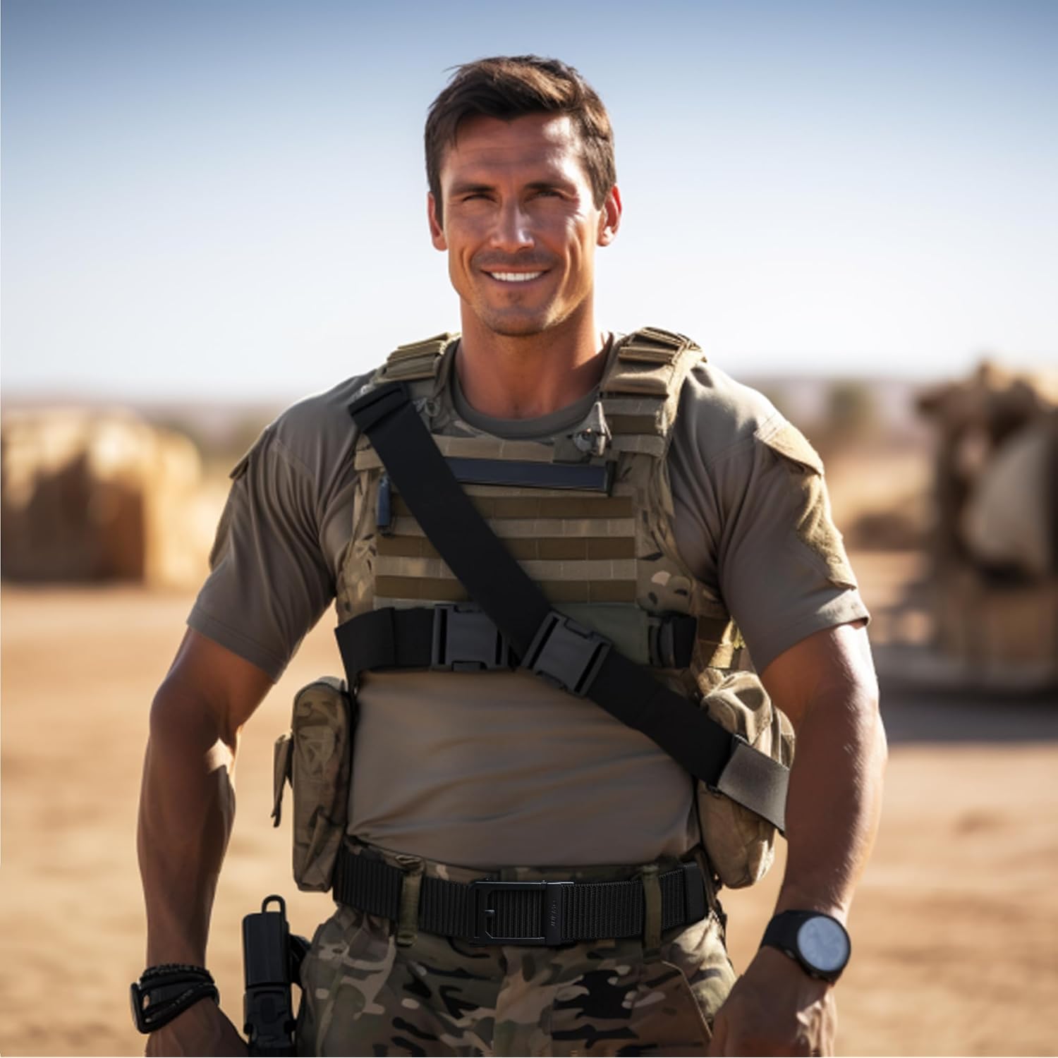 Jukmo Men'S Ratchet Tactical Belt, 1.5" Nylon Web Work Belt With Automatic Slide Buckle, Adjustable Trim To Fit