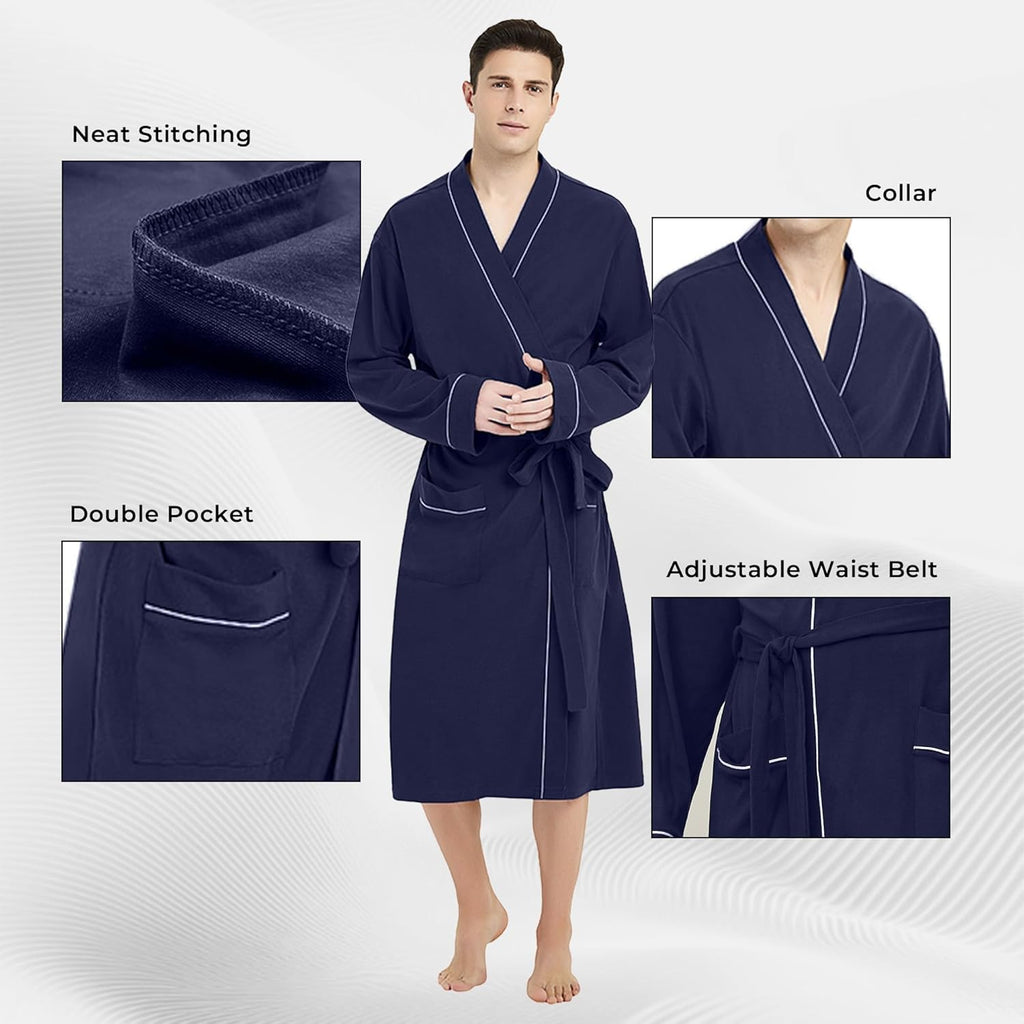 U2Skiin Mens 100% Cotton Robe Lightweight Knit Bathrobe