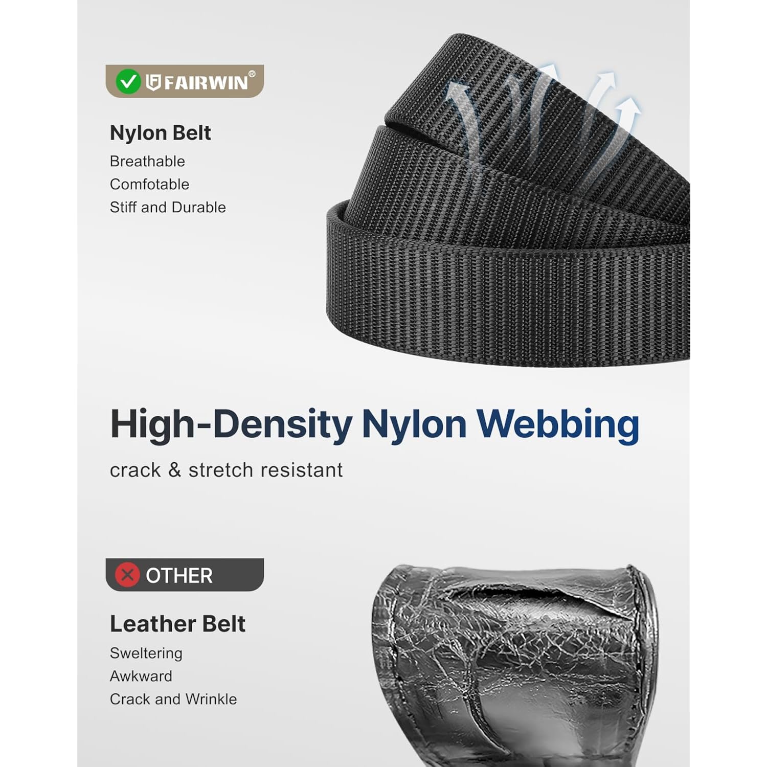 Fairwin Ratchet Belts For Men - Nylon Web Belt For Golf Tactical Work Casual, Adjustable Webbing With Ratcheting Buckle