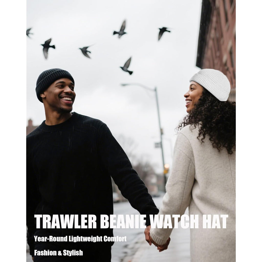 Thin Fisherman Beanie Hat For Men Women Fall Winter -Wool Knit Cuff Short Fashion Watch Cap,Trawler Slouchy Skull Cap