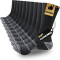 Joynée 5/10 Pairs Mens Lightweight Athletic Crew Cushioned Breathable Work High Calf Long Boot Socks