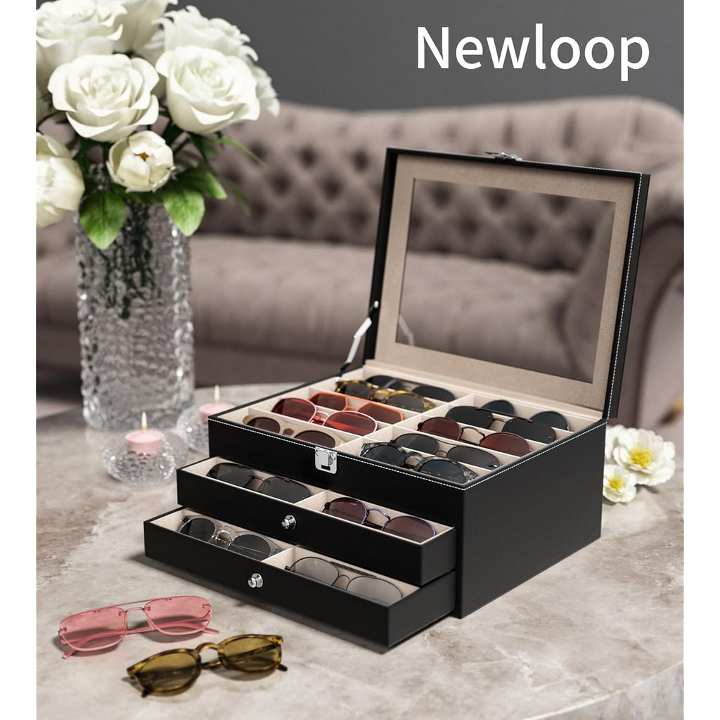 10/30 Slots Sunglass Organizer For Multiple Pairs Of Eyeglass See-Through Display Case Storage Box For Women Men