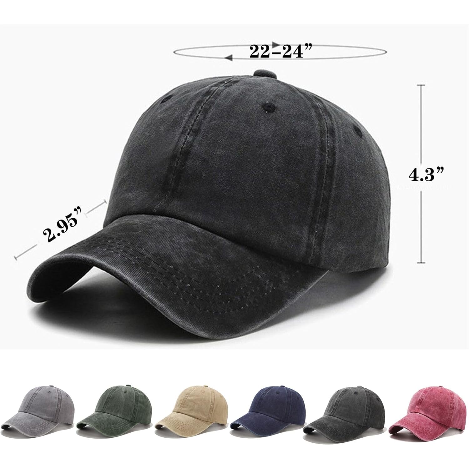 2-6 Packs Vintage Washed Plain Baseball Cap Distressed Dad Golf Hat For Men Women