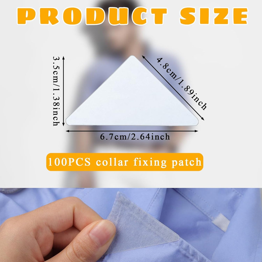100 Pcs Collar Stays For Polo Shirts Collar Stays For Men'S Dress Shirts No Curl Polo Shirt Collar Stay Anti-Warping Edge Collar Stay Sticker Collar Support For Women And Men Any Shirt With Collar
