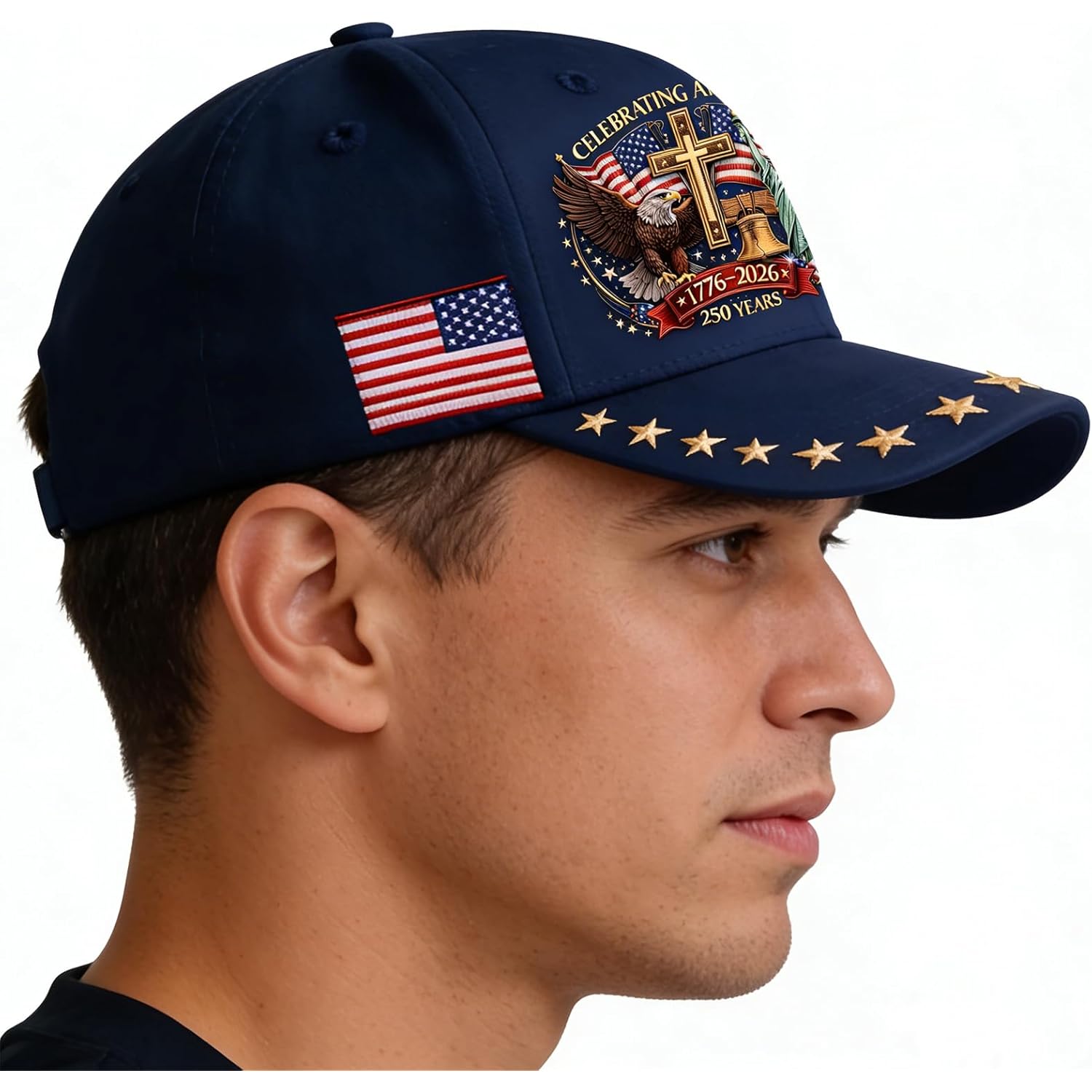 250 Anniversary Usa Hat,Eagle Liberty Cross Printed Pattern,America 250Th Merchandise,Adjustable Baseball Cap For Men Women
