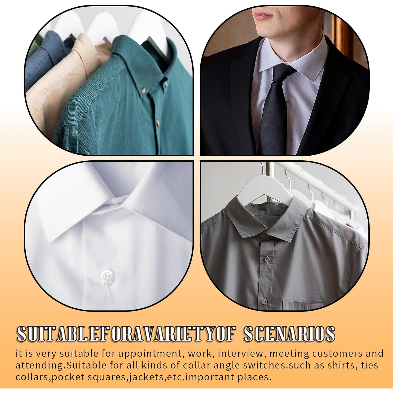 100 Pcs Collar Stays For Men'S Dress Shirts, No Curl Polo Shirt Collar Stays Anti-Warping Edge Collar Stays Sticker Collar Support For Any Shirt Of Collared