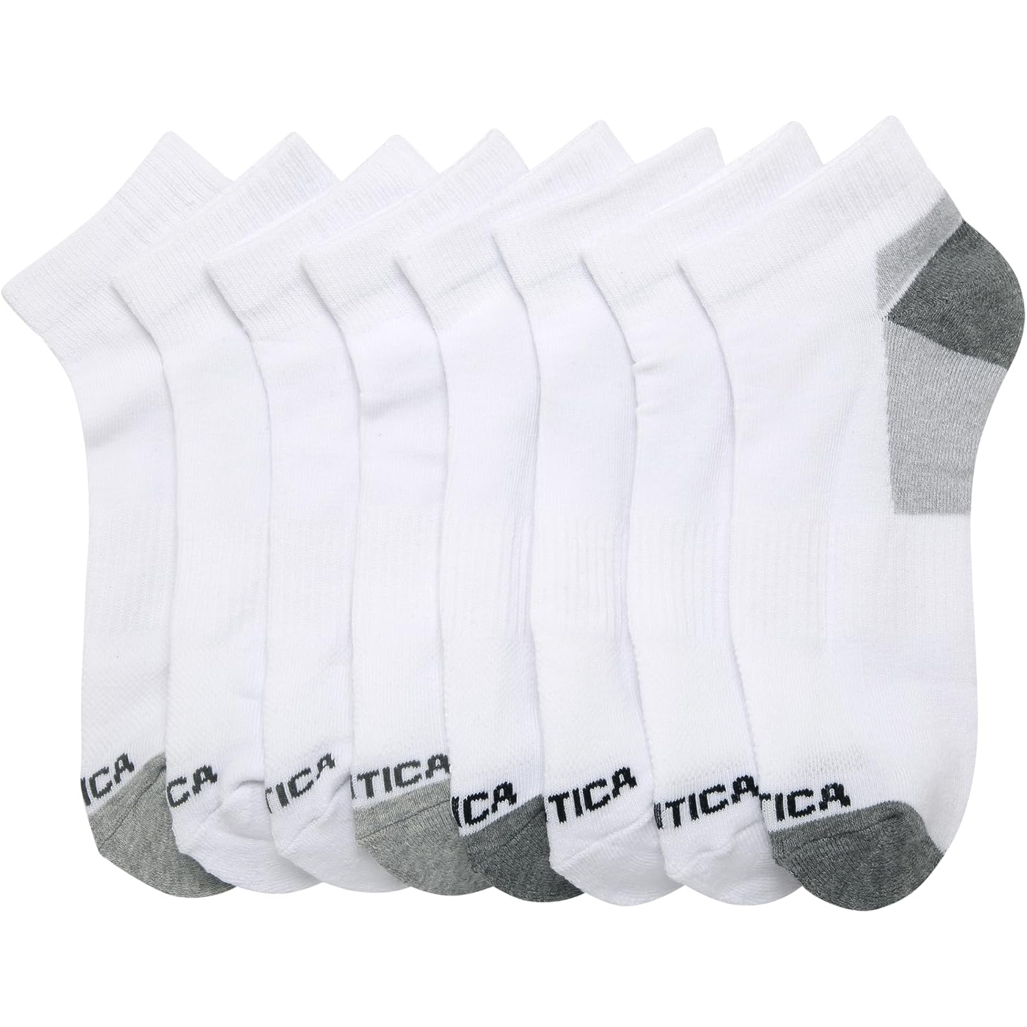 Nautica Mens Quarter Socks - 8 Pack Soft Cushioned Athletic Stretch Performance High Quarter Cut Ankle Socks For Men