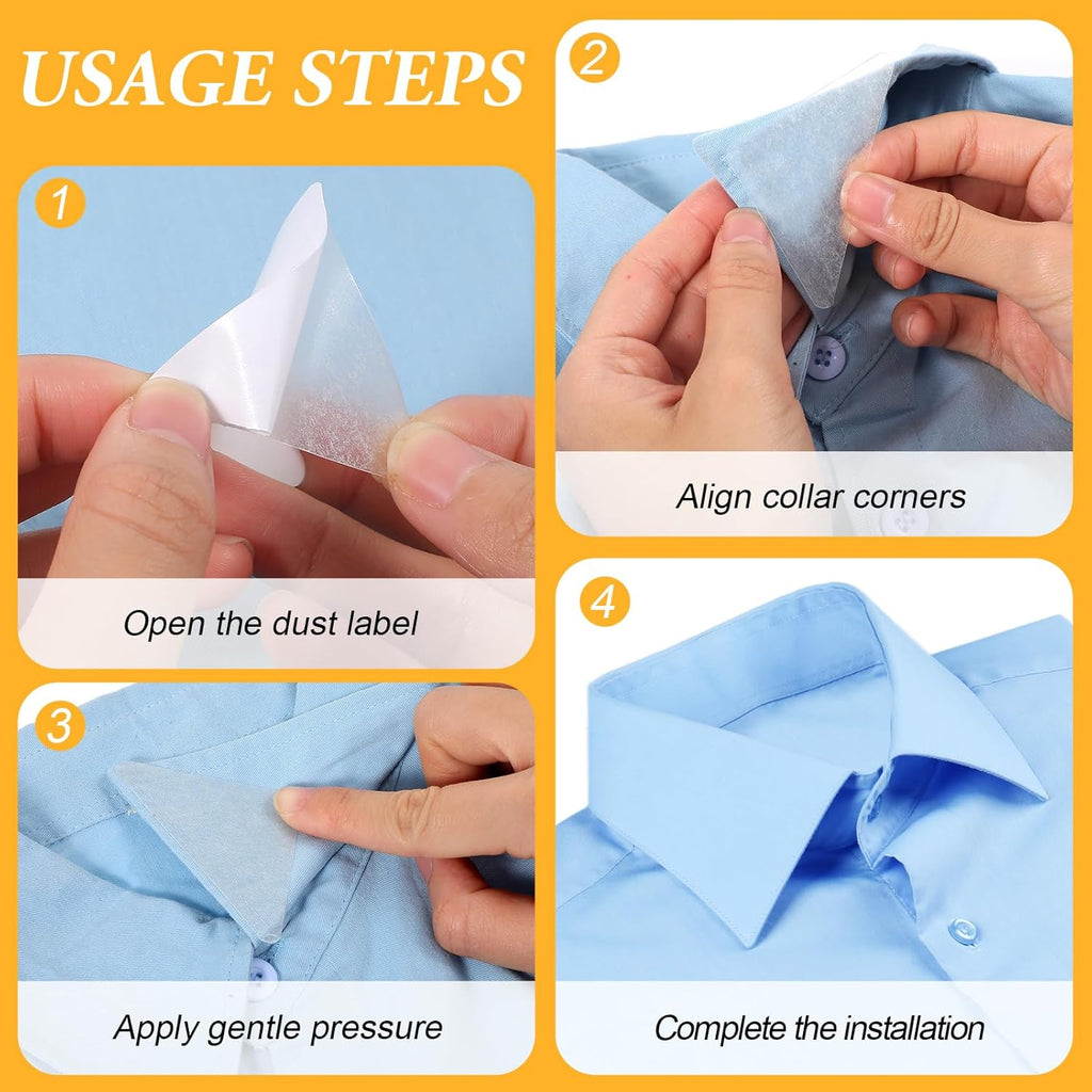100 Pcs Collar Stays For Polo Shirts Collar Stays For Men'S Dress No Curls Collars Plastic Support Rack Sticker Triangles Collars Anti-Warping Edge Sticker For Shirt Women And Men