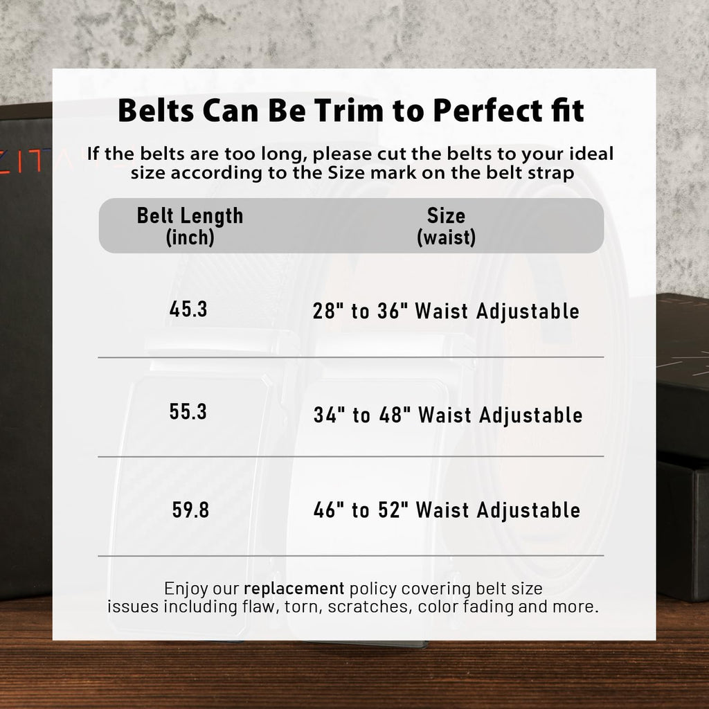 Zitahli Ratchet Belt For Men - 2 Packs Leather Mens Belt For Gift Men Dress And Casual,Trim To Fit