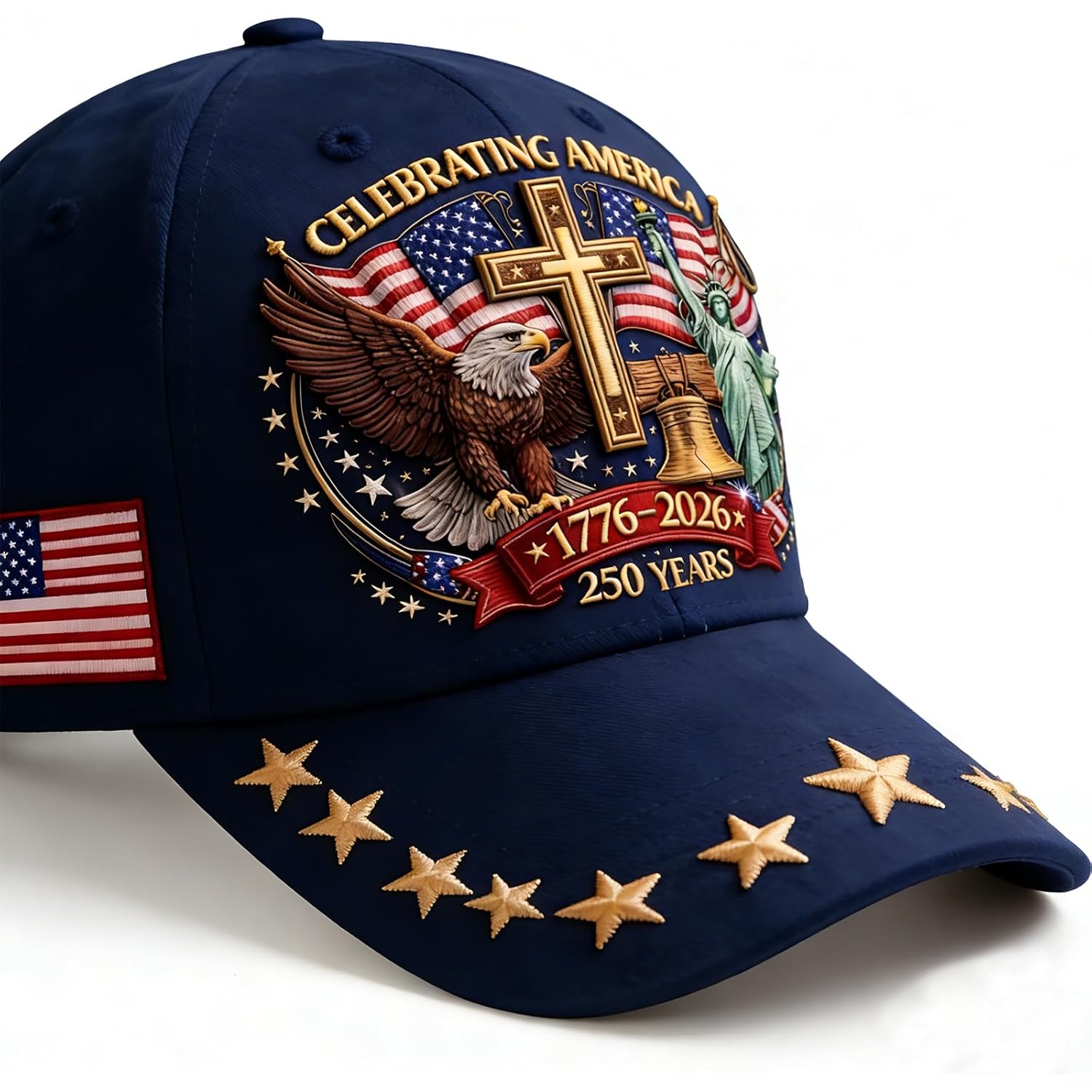 250 Anniversary Usa Hat,Eagle Liberty Cross Printed Pattern,America 250Th Merchandise,Adjustable Baseball Cap For Men Women