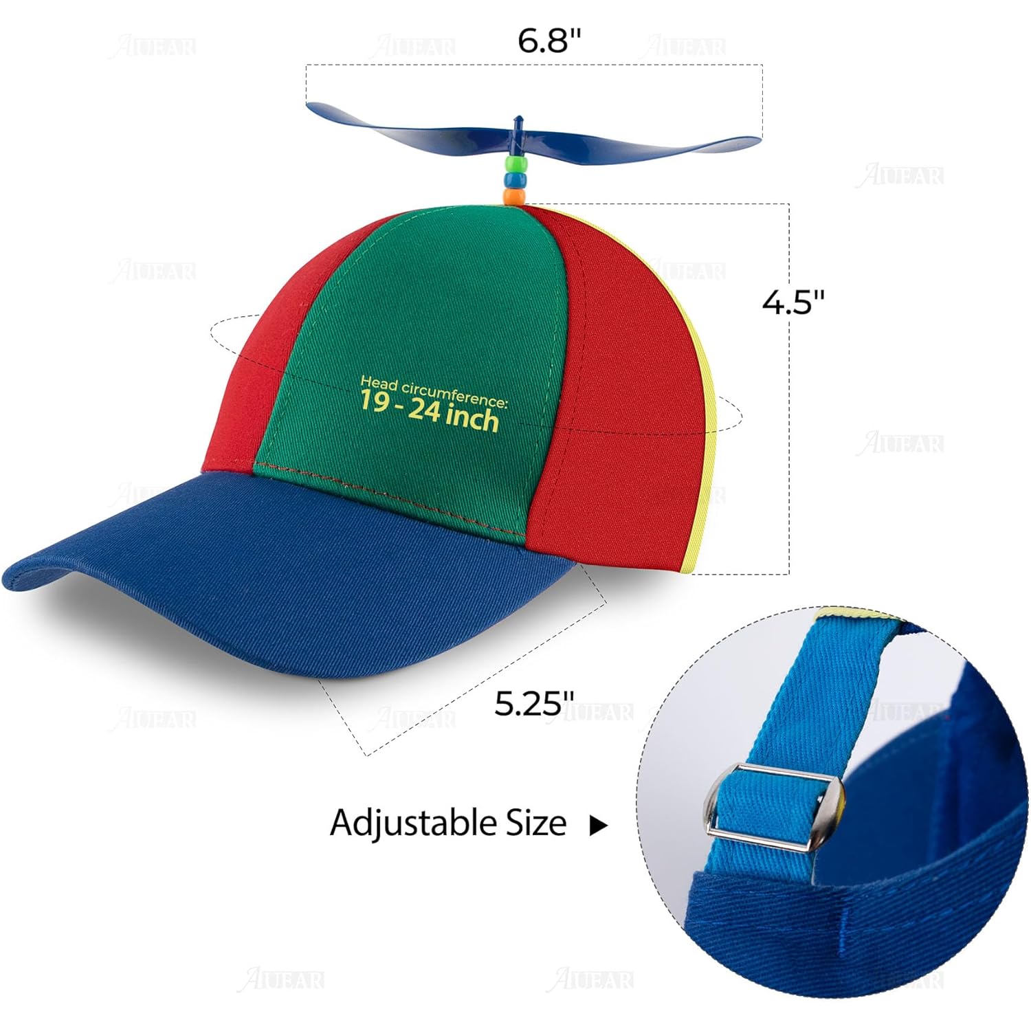Auear, Detachable Adult Propeller Hat Baseball Cap Rainbow Top Hat Brightly Rainbow