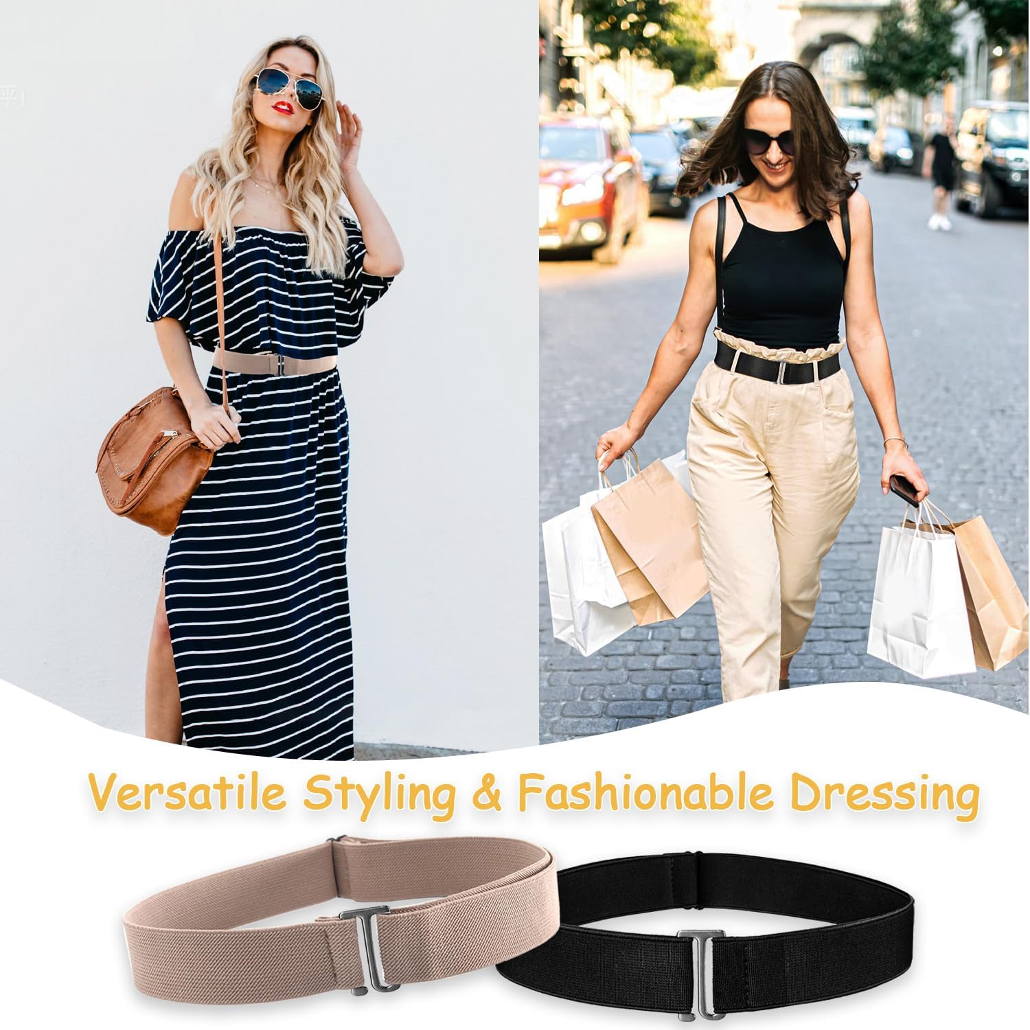 2Pcs No Show Stretch Belt for Women Invisible Elastic Tuck Band