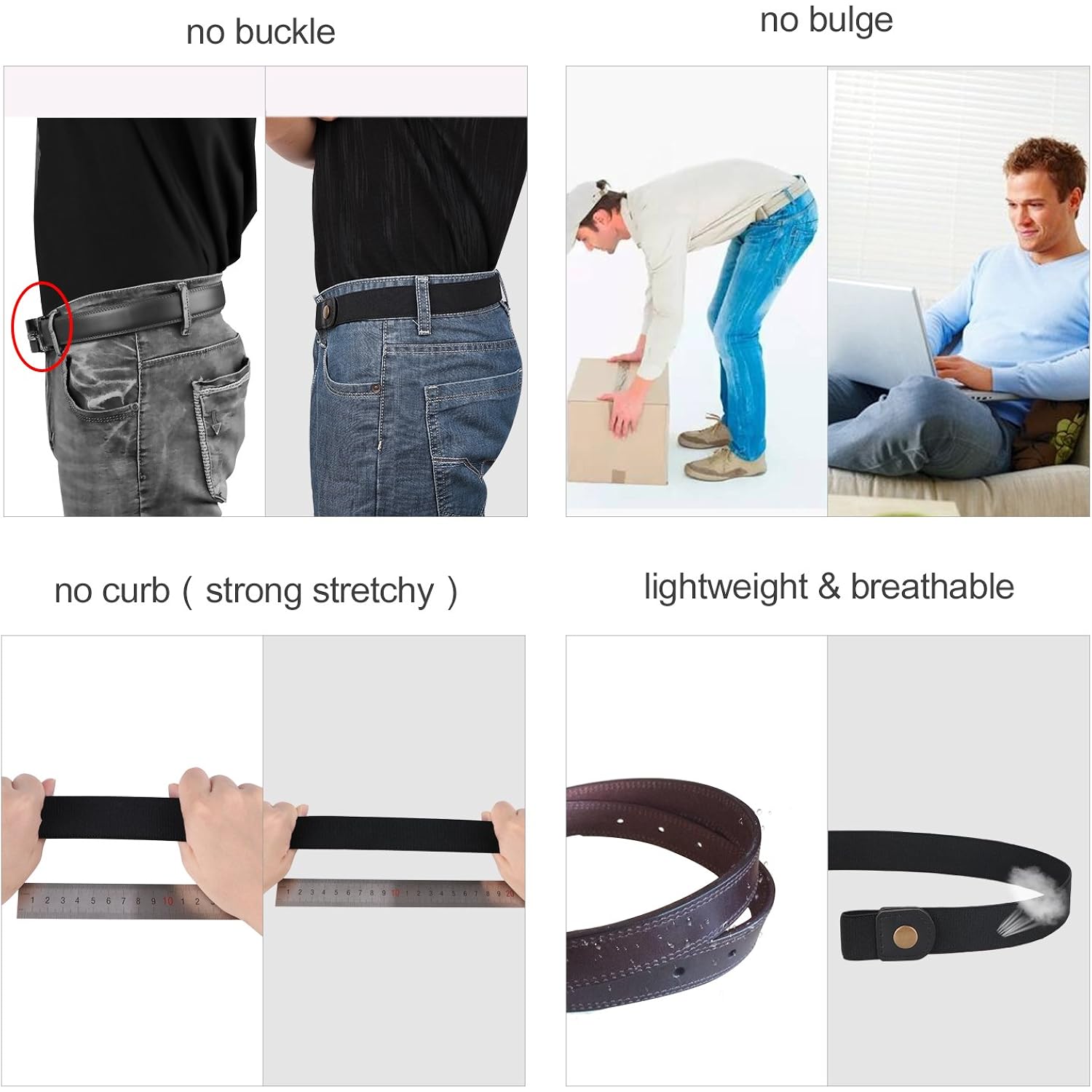 Xzqtive No Buckle Invisible Elastic Stretch Belt For Men/Women Fits Waist 24-50In Father Day Gift