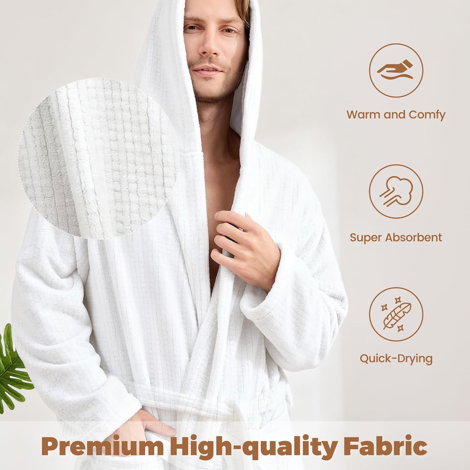 Bathrobes For Men Full Length - Soft Absorbent Long Towel Robes With Hood (Available For Big And Tall)