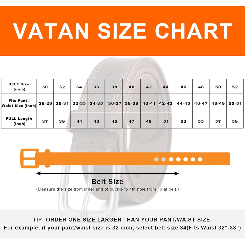 Vatan Men'S Genuine Leather Casual Every Day Jeans Belts, Handmade Men Leather Belt With Gift Box