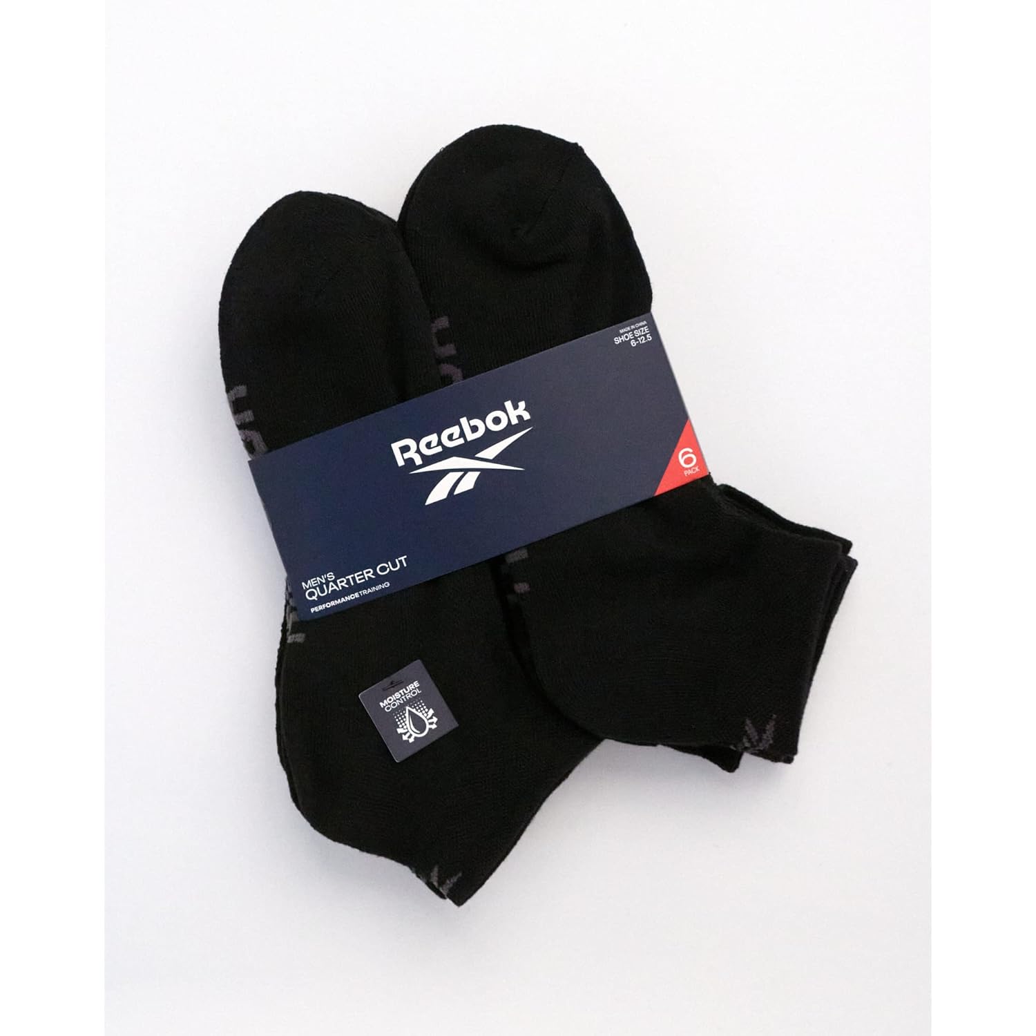 Reebok Mens Quarter Socks - 6 Pack Moisture Wicking Performance Stretch Athletic Ankle Socks For Men (Sizes: 6-12.5)