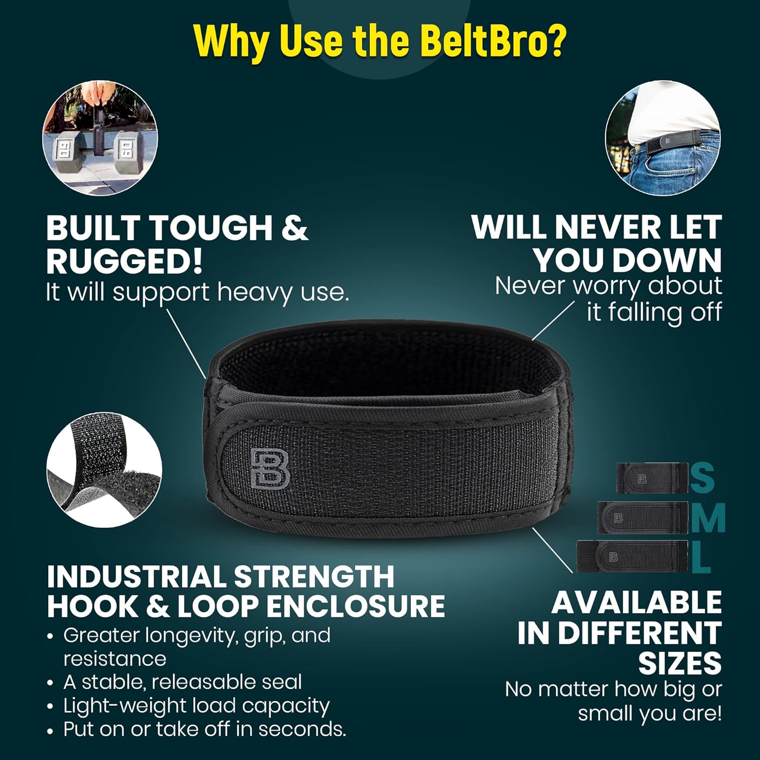 Beltbro Titan No Buckle Elastic Belt For Men — Fits 1.5 Inch Belt Loops, Comfortable And Easy To Use