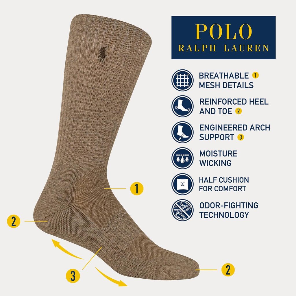 Polo Ralph Lauren Men'S Performance Crew Socks 6 Pack