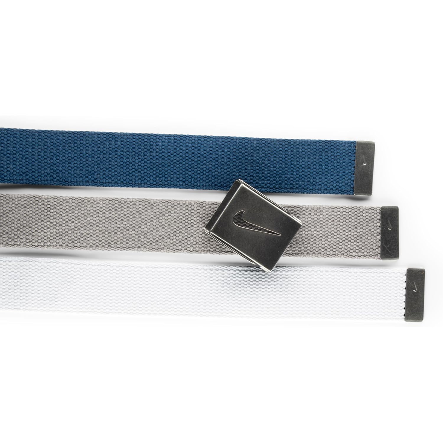 Nike Men'S 3 Pack Golf Web Belt, White/Gray/Navy, One Size