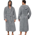 Men'S Bathrobes With Hood, Soft Long Towel Robe For Men - Super Absorbent Quick Dry Yet Warm