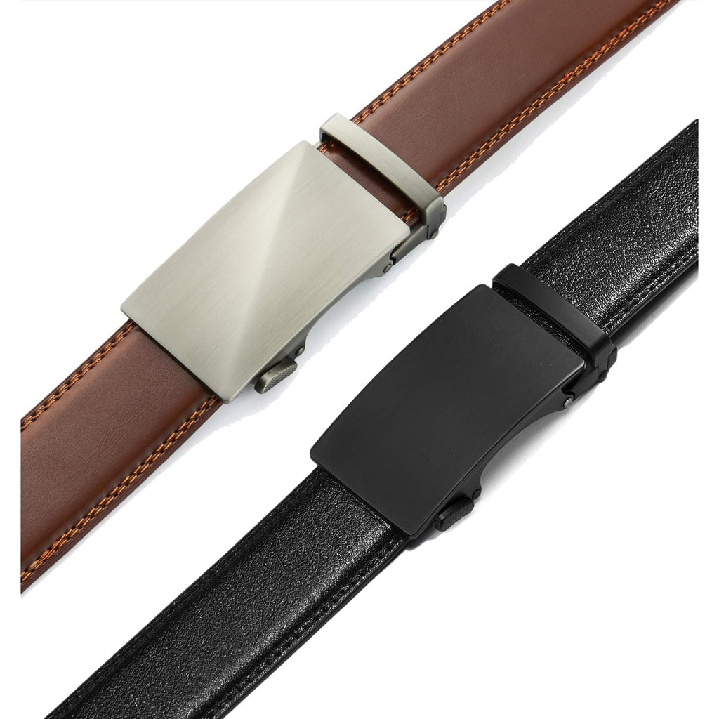 Chaoren Leather Ratchet Belt Men 2 Pack - Customizable Fit, Effortless Style (35Mm)