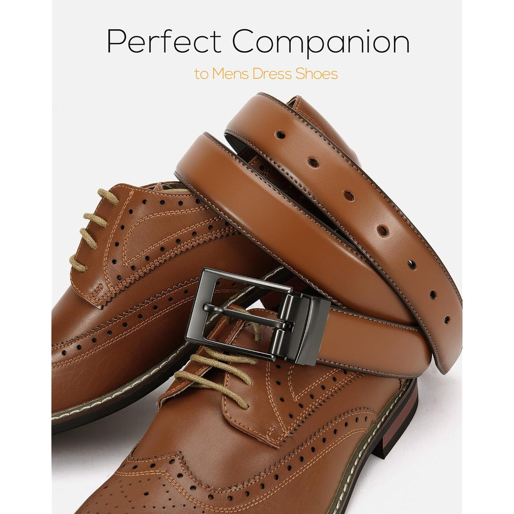 Chaoren Reversible Belt Men 1 Piece - 1.25" Leather Dress Belt - Trim To Fit For Elegant Style