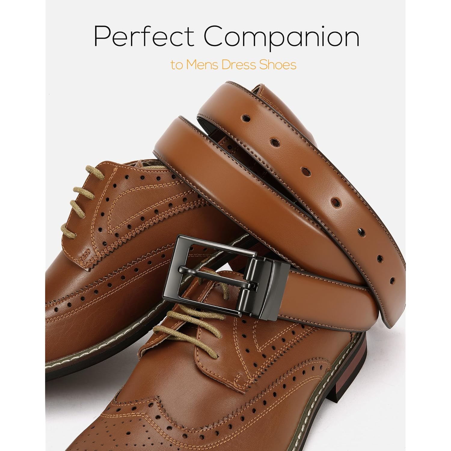 Chaoren Reversible Belt Men 1 Piece - 1.25" Leather Dress Belt - Trim To Fit For Elegant Style