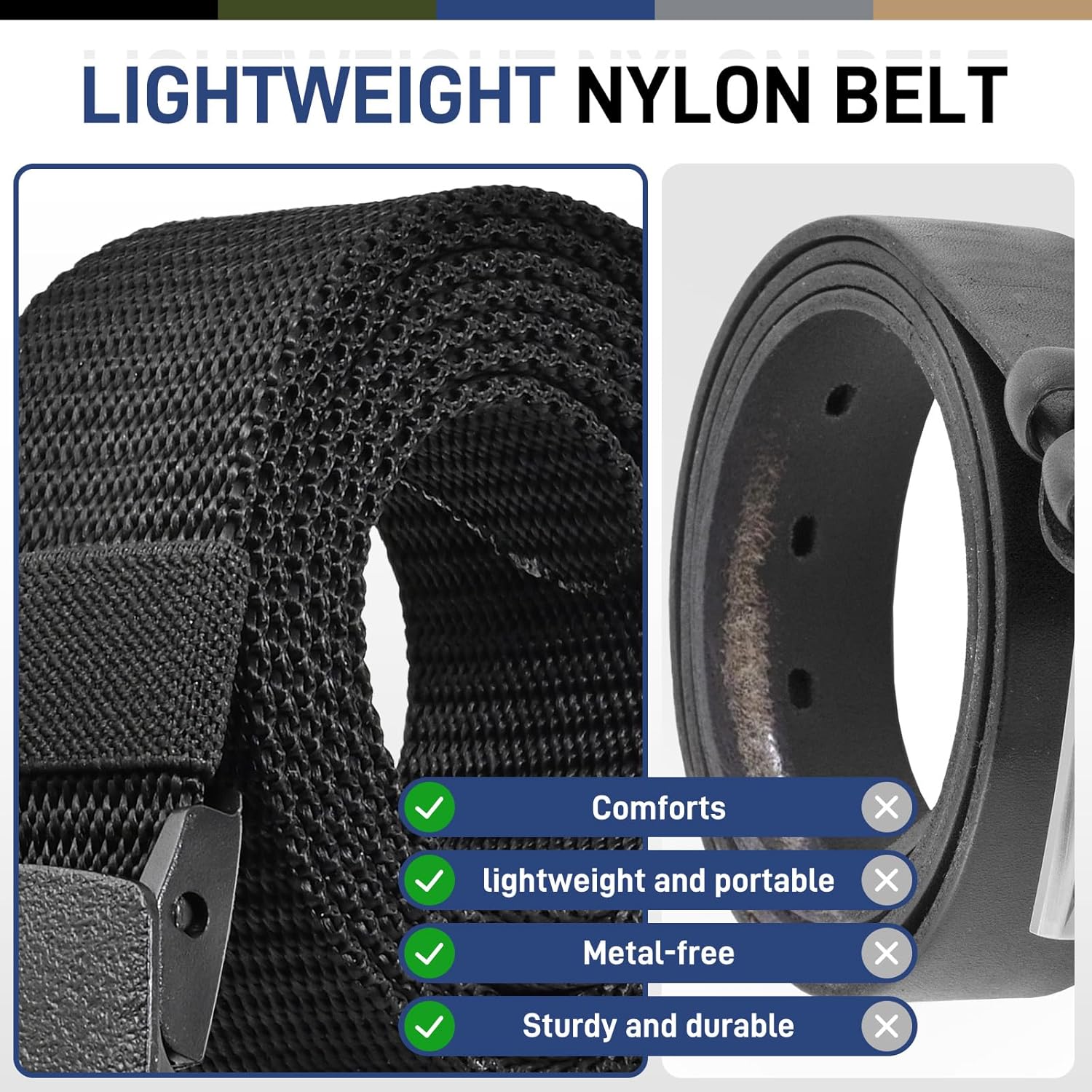 Tactical Men'S Nylon Belts,5 Pack Mens Belts Casual，Military Canvas Outdoor Metal-Free Belts